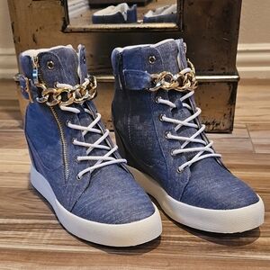 NWOT Denim Women's Wedge Sneakers